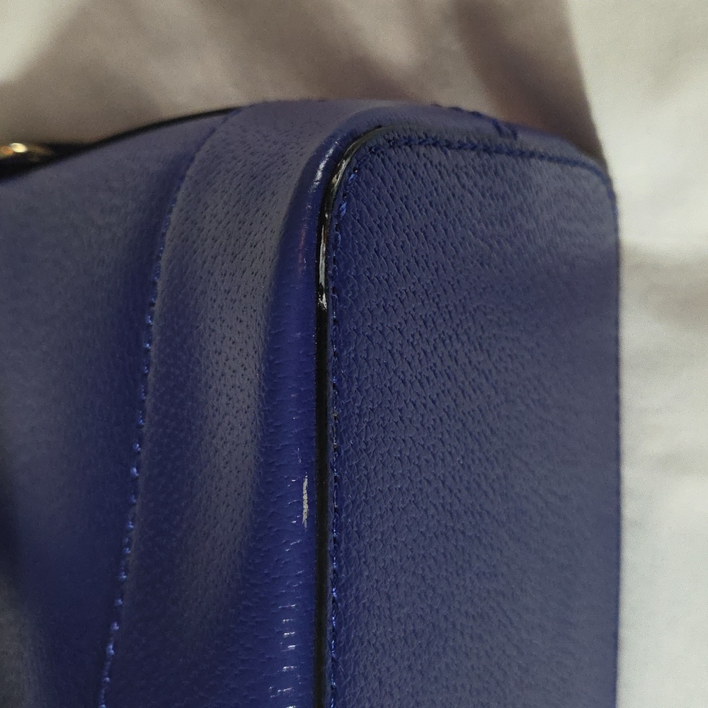KATE SPADE NEW Royal Blue Pebbled Leather Wellesley Rachelle Satchel Purse - Picture 10 of 14